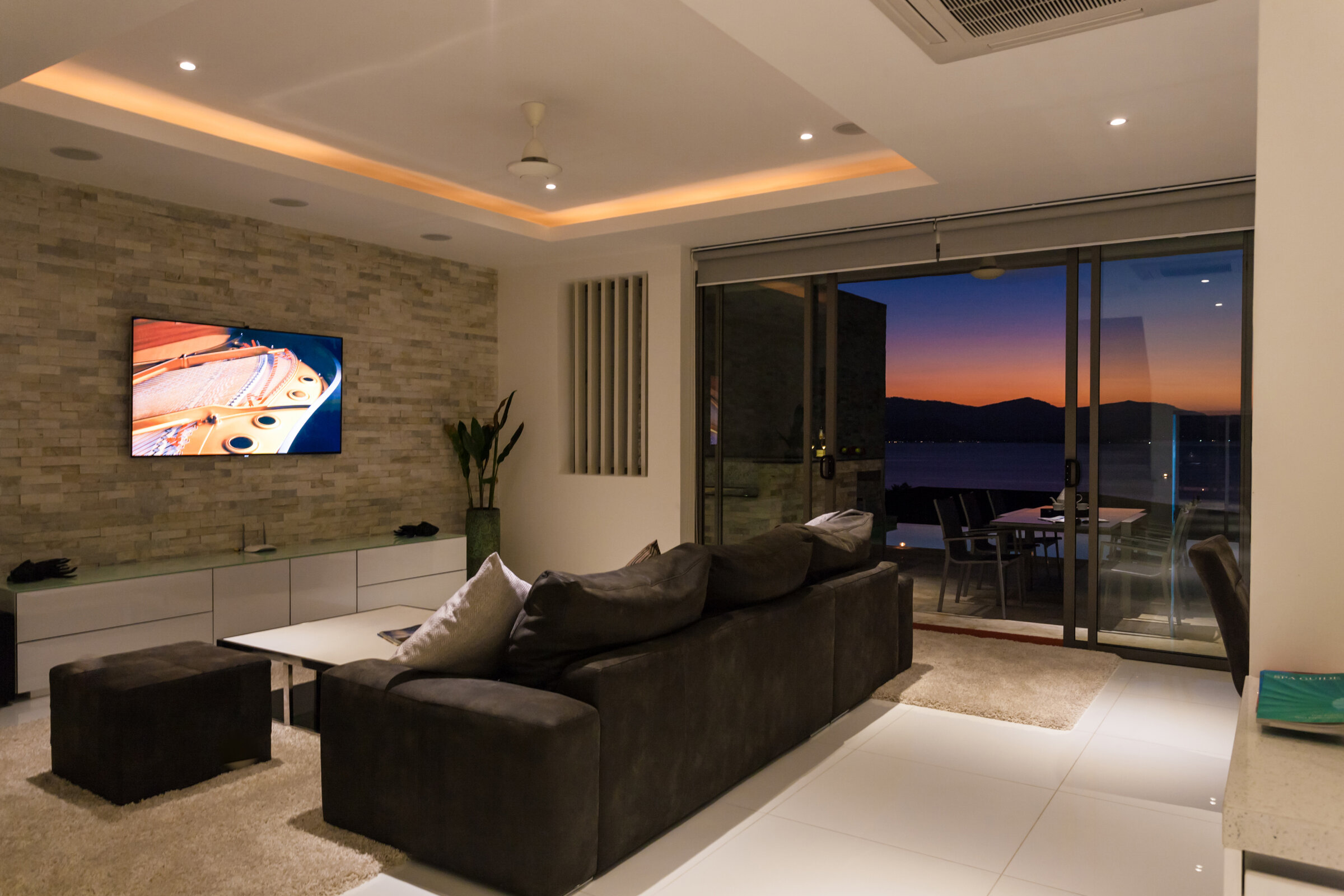 Villa Daizo kitchen counter with stunning ocean views